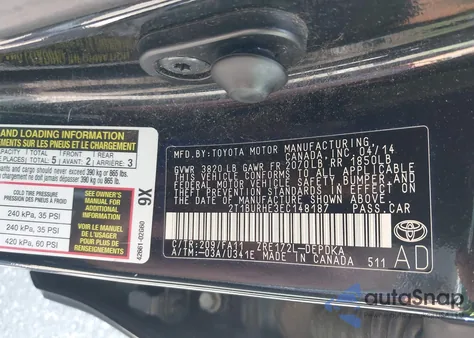 2014 Toyota Corolla L z USA, uszkodzony, nr VIN 2T1BURHE3EC148187